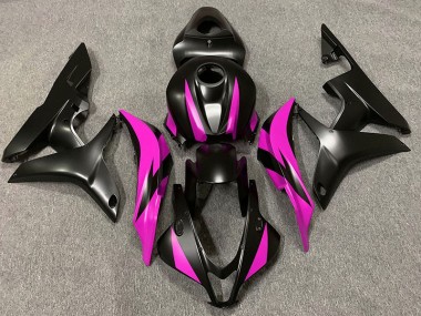 2007-2008 Matte Black & Pink Design Honda CBR600RR Motorcycle Fairings