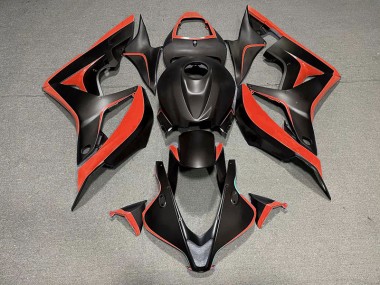 2007-2008 Matte Black & Red Honda CBR600RR Motorcycle Fairings