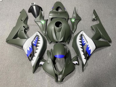 2007-2008 Matte Green & Blue Shark Honda CBR600RR Motorcycle Fairings