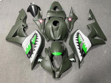 2007-2008 Matte Green & LightGreen Shark Honda CBR600RR Motorcycle Fairings
