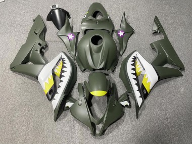 2007-2008 Matte Green & Yellow Shark Honda CBR600RR Motorcycle Fairings