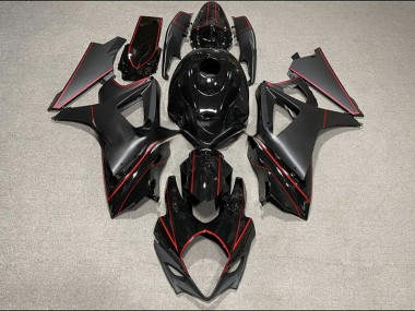 2007-2008 Matte and Gloss Black & Red Trim Suzuki GSXR 1000 Motorcycle Fairings