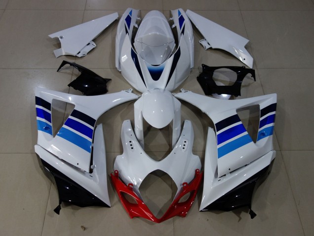 2007-2008 OEM Style Blue and White Suzuki GSXR 1000 Motorcycle Fairings 2007-2008 OEM Style Blue and White Suzuki GSXR 1000 Motorcycle Fairings