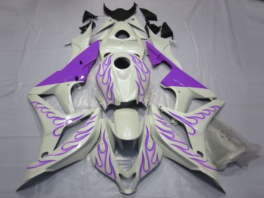 2007-2008 Purple Flame on White Honda CBR600RR Motorcycle Fairings