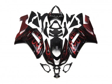 2007-2008 Red Gloss Flame Kawasaki ZX6R Motorcycle Fairings