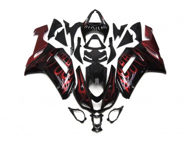 2007-2008 Red Gloss Flame Kawasaki ZX6R Motorcycle Fairings