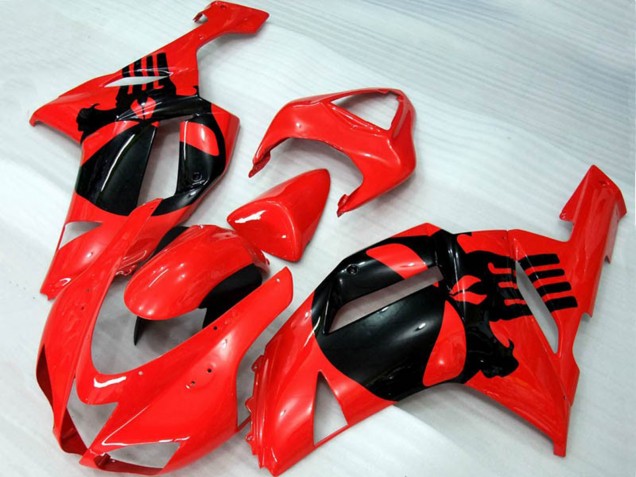 2007-2008 Red Skull Kawasaki ZX6R Motorcycle Fairings 2007-2008 Red Skull Kawasaki ZX6R Motorcycle Fairings