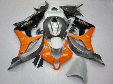 2007-2008 Silver White and Orange Honda CBR600RR Motorcycle Fairings