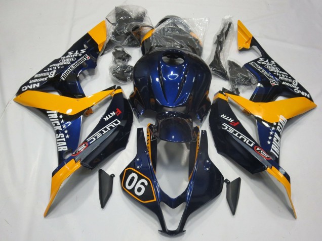 2007-2008 Special Deep Blue and Yellow Honda CBR600RR Motorcycle Fairings 2007-2008 Special Deep Blue and Yellow Honda CBR600RR Motorcycle Fairings
