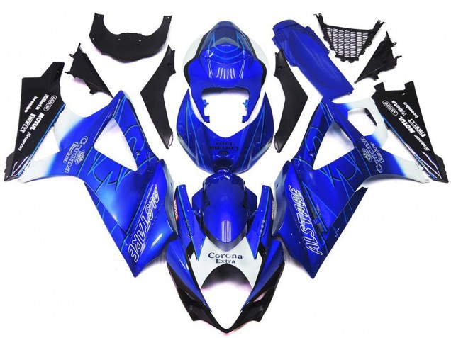 2007-2008 Vibrant Blue with White Corona Suzuki GSXR 1000 Motorcycle Fairings 2007-2008 Vibrant Blue with White Corona Suzuki GSXR 1000 Motorcycle Fairings