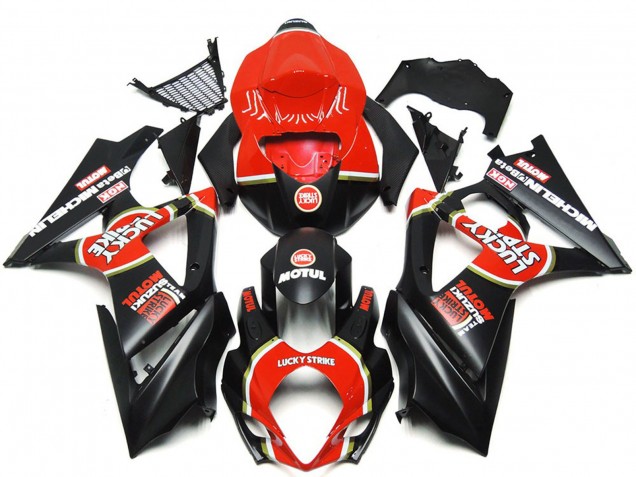 2007-2008 Vibrant Matte Black Custom Lucky Strike Suzuki GSXR 1000 Motorcycle Fairings 2007-2008 Vibrant Matte Black Custom Lucky Strike Suzuki GSXR 1000 Motorcycle Fairings
