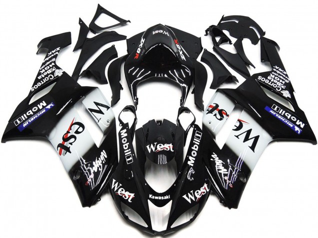 2007-2008 West Gloss Slick Kawasaki ZX6R Motorcycle Fairings 2007-2008 West Gloss Slick Kawasaki ZX6R Motorcycle Fairings
