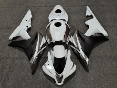 2007-2008 White Graphite and Black Honda CBR600RR Motorcycle Fairings