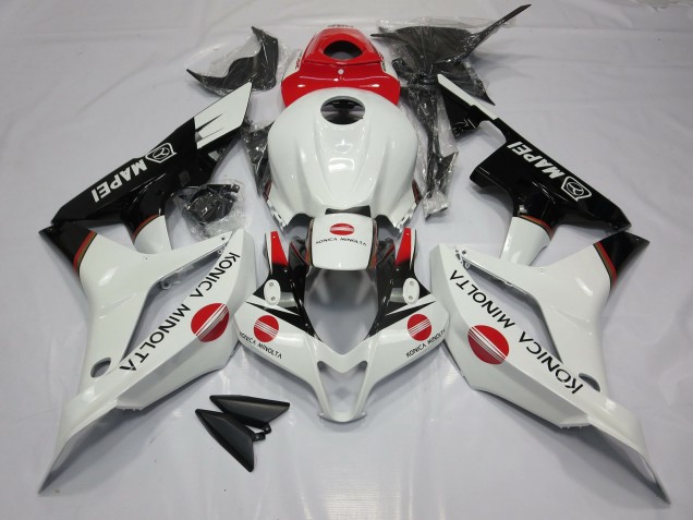 2007-2008 White and Red KM Honda CBR600RR Motorcycle Fairings 2007-2008 White and Red KM Honda CBR600RR Motorcycle Fairings