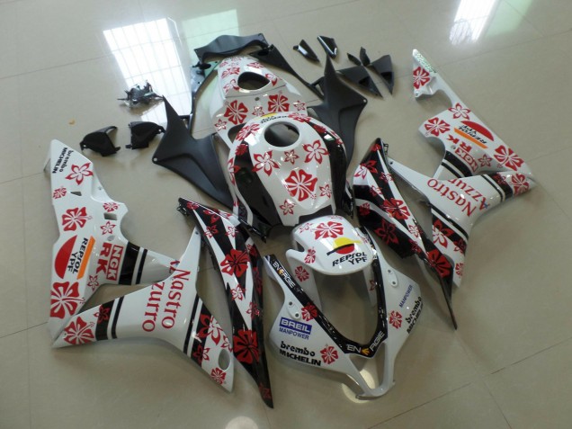 2007-2008 White and Red Nastro Azzurro Honda CBR600RR Motorcycle Fairings 2007-2008 White and Red Nastro Azzurro Honda CBR600RR Motorcycle Fairings