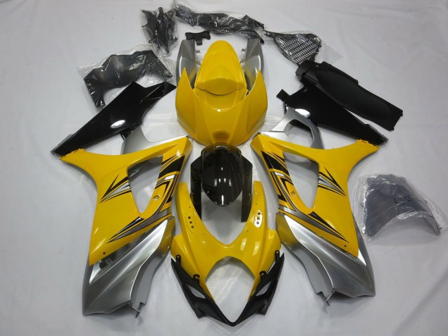 2007-2008 Yellow Silver Suzuki GSXR 1000 Motorcycle Fairings 2007-2008 Yellow Silver Suzuki GSXR 1000 Motorcycle Fairings