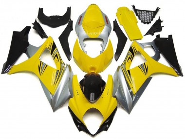 2007-2008 Yellow and Silver OEM Style Suzuki GSXR 1000 Motorcycle Fairings