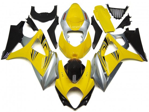 2007-2008 Yellow and Silver OEM Style Suzuki GSXR 1000 Motorcycle Fairings