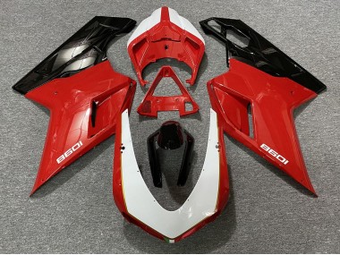 2007-2012 Black Red White Ducati 848 1098 1198 Motorcycle Fairings