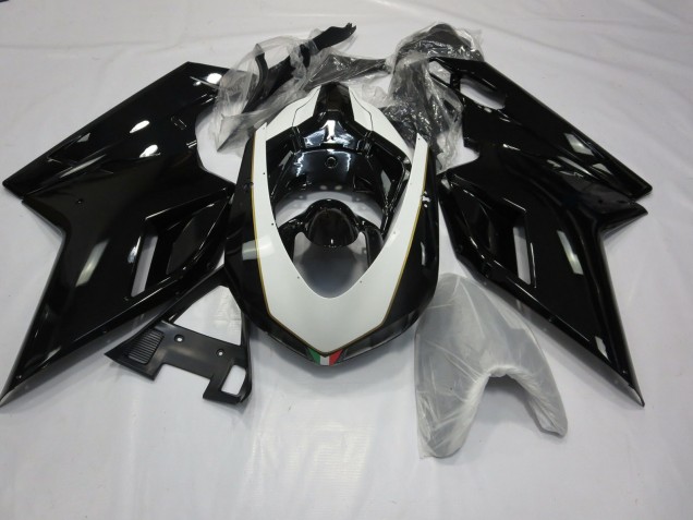 2007-2012 Gloss Black and White Ducati 848 1098 1198 Motorcycle Fairings 2007-2012 Gloss Black and White Ducati 848 1098 1198 Motorcycle Fairings