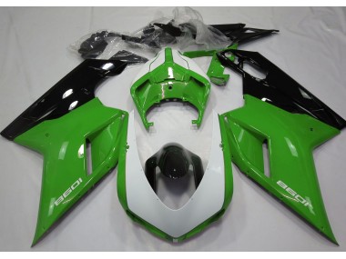 2007-2012 Gloss Green & White Ducati 848 1098 1198 Motorcycle Fairings