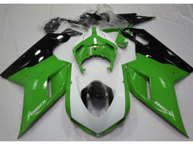 2007-2012 Gloss Green & White Ducati 848 1098 1198 Motorcycle Fairings 2007-2012 Gloss Green & White Ducati 848 1098 1198 Motorcycle Fairings