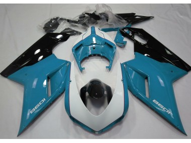 2007-2012 Gloss Light Blue & White Ducati 848 1098 1198 Motorcycle Fairings