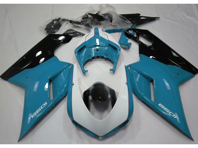 2007-2012 Gloss Light Blue & White Ducati 848 1098 1198 Motorcycle Fairings 2007-2012 Gloss Light Blue & White Ducati 848 1098 1198 Motorcycle Fairings