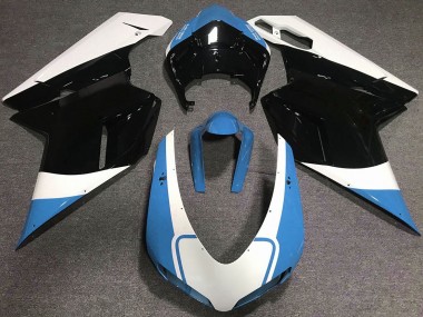 2007-2012 Gloss Light Blue White and Black Ducati 848 1098 1198 Motorcycle Fairings