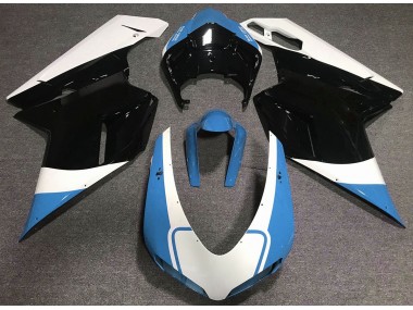 2007-2012 Gloss Light Blue White and Black Ducati 848 1098 1198 Motorcycle Fairings