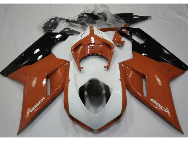 2007-2012 Gloss Orange & White Ducati 848 1098 1198 Motorcycle Fairings 2007-2012 Gloss Orange & White Ducati 848 1098 1198 Motorcycle Fairings