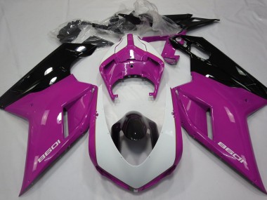 2007-2012 Gloss Pink & White Ducati 848 1098 1198 Motorcycle Fairings