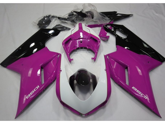 2007-2012 Gloss Pink & White Ducati 848 1098 1198 Motorcycle Fairings 2007-2012 Gloss Pink & White Ducati 848 1098 1198 Motorcycle Fairings