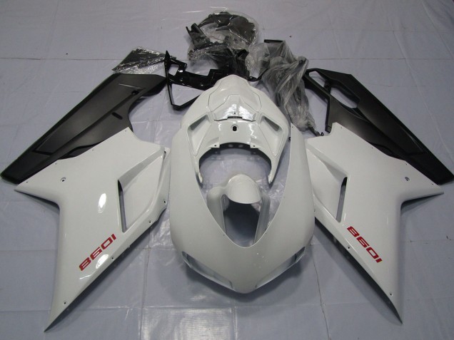 2007-2012 Red White and Matte Black Ducati 848 1098 1198 Motorcycle Fairings