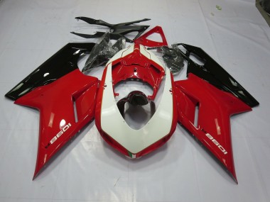 2007-2012 Red and White Ducati 848 1098 1198 Motorcycle Fairings
