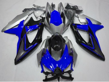 2008-2010 Blue and Silver Suzuki GSXR 600-750 Motorcycle Fairings