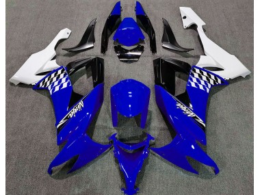 2008-2010 Gloss Blue and White Kawasaki ZX10R Motorcycle Fairings