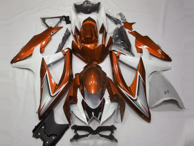 2008-2010 Gloss Orange and White Suzuki GSXR 600-750 Motorcycle Fairings 2008-2010 Gloss Orange and White Suzuki GSXR 600-750 Motorcycle Fairings