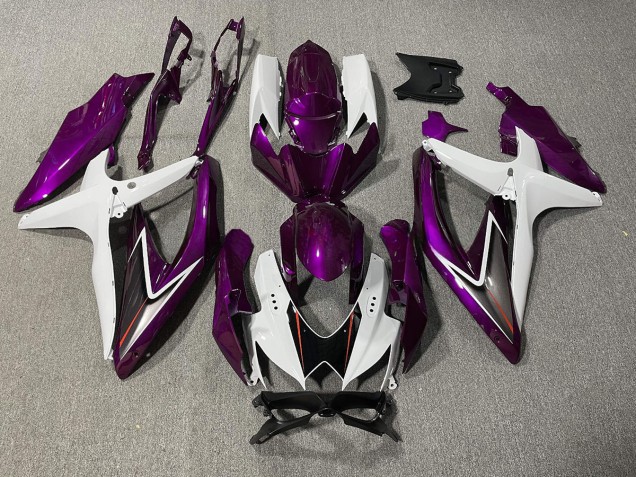 2008-2010 Gloss Purple and White Suzuki GSXR 600-750 Motorcycle Fairings 2008-2010 Gloss Purple and White Suzuki GSXR 600-750 Motorcycle Fairings
