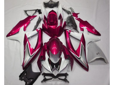2008-2010 Gloss Red and White Suzuki GSXR 600-750 Motorcycle Fairings