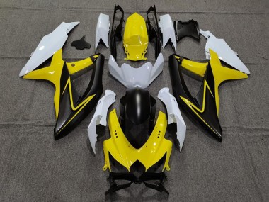 2008-2010 Gloss Yellow and White Suzuki GSXR 600-750 Motorcycle Fairings