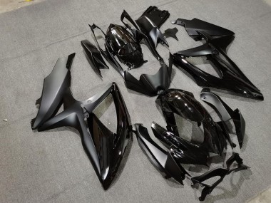 2008-2010 Matte Black & Chrome Logos Suzuki GSXR 600-750 Motorcycle Fairings