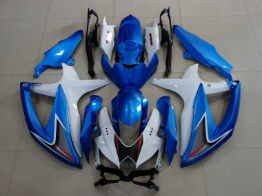 2008-2010 Metallic Blue & White Suzuki GSXR 600-750 Motorcycle Fairings