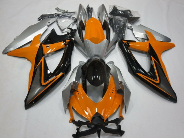 2008-2010 Orange and Silver Suzuki GSXR 600-750 Motorcycle Fairings