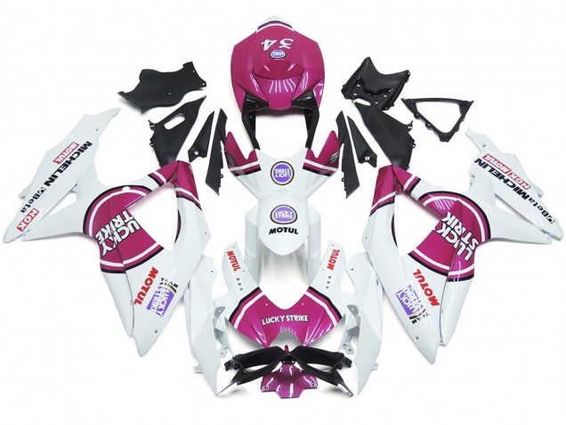 2008-2010 Pink 34 Lucky Strike Suzuki GSXR 600-750 Motorcycle Fairings 2008-2010 Pink 34 Lucky Strike Suzuki GSXR 600-750 Motorcycle Fairings