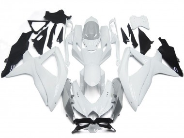 2008-2010 Shining Gloss White With Silver Suzuki GSXR 600-750 Motorcycle Fairings