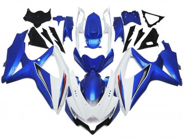 2008-2010 Shining Gloss White With Silver and blue Suzuki GSXR 600-750 Motorcycle Fairings