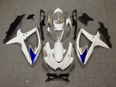 2008-2010 Silver White Blue Suzuki GSXR 600-750 Motorcycle Fairings