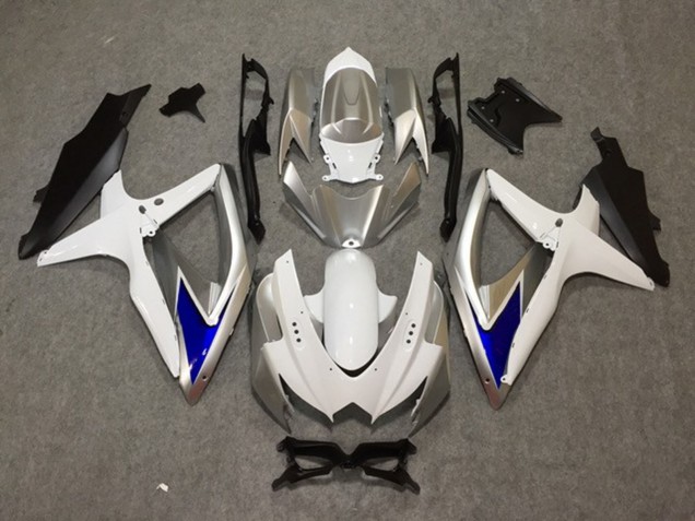 2008-2010 Silver White Blue Suzuki GSXR 600-750 Motorcycle Fairings 2008-2010 Silver White Blue Suzuki GSXR 600-750 Motorcycle Fairings