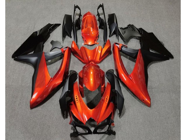 2008-2010 Vibrant Orange in Black Suzuki GSXR 600-750 Motorcycle Fairings 2008-2010 Vibrant Orange in Black Suzuki GSXR 600-750 Motorcycle Fairings